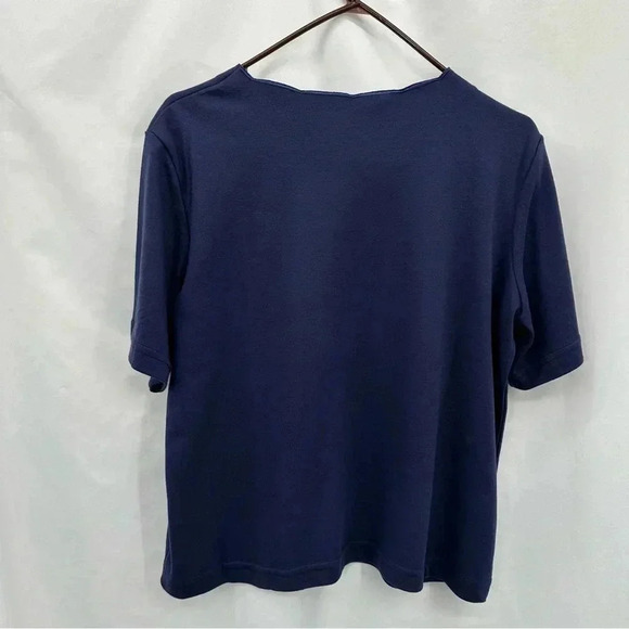 Lombardi Womens Top Large Blue Short Sleeved - Picture 3 of 8